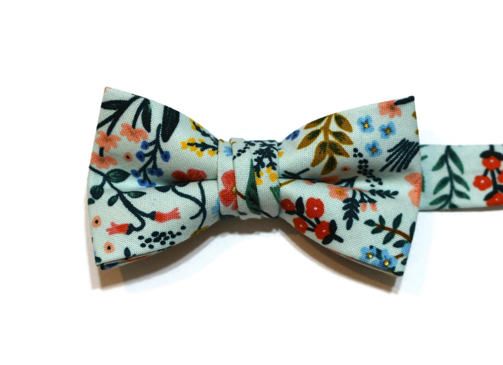 Wildwood Metallic Floral Bow Tie - Boys, handcrafted neckties in floral design for boys' formal wear.