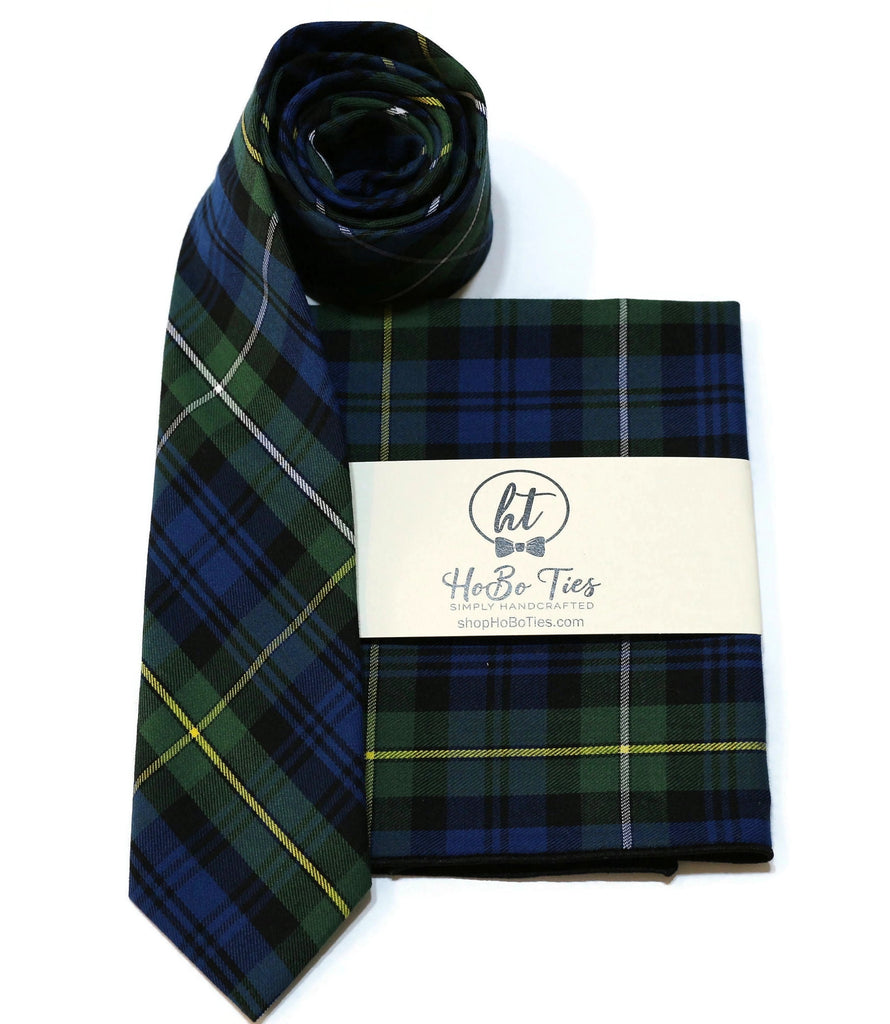 Blue & Green Tartan Plaid Necktie for men, handcrafted neckties, wedding accessories for men, formal wear accessories men.