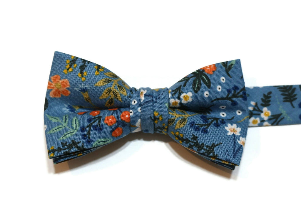 Wildwood Metallic Floral Bow Tie - Boys, handcrafted boys bow tie in floral design, perfect for formal wear and special occasions.