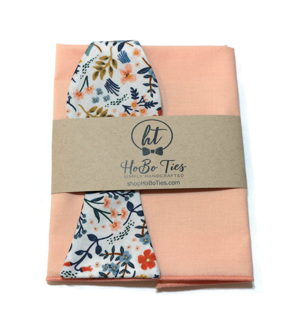 White Metallic Wildwood Floral Bow Tie with matching pocket square, handcrafted neckties for weddings and formal wear accessories.