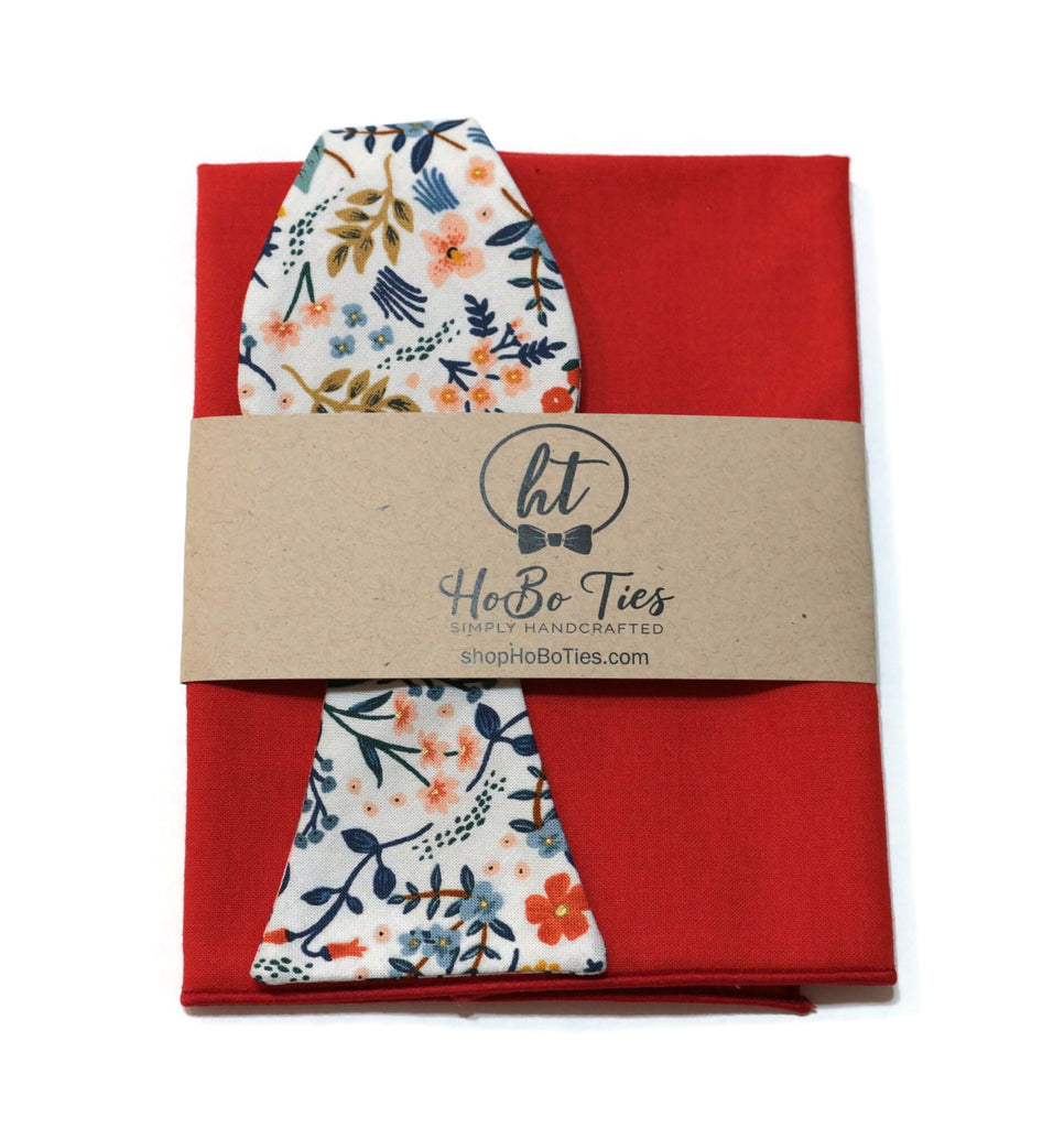 White Metallic Wildwood Floral Bow Tie with matching pocket square, a stylish choice for men's formal wear.