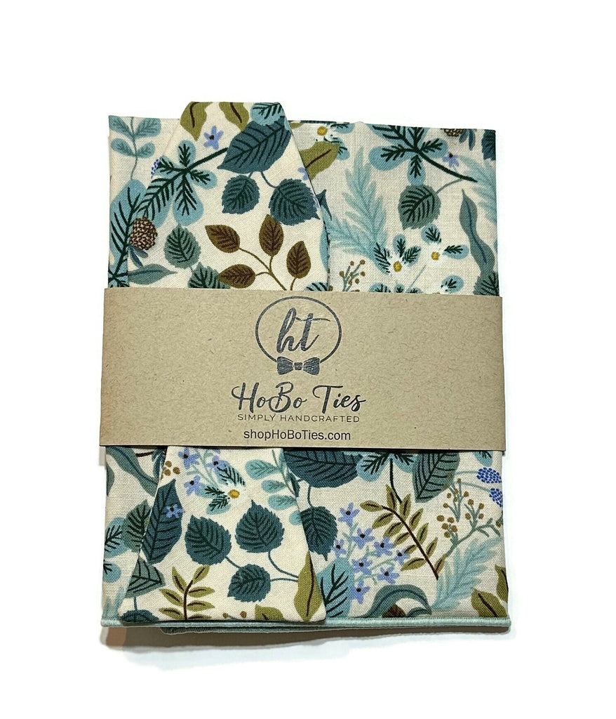 Cream Verte Floral Bow Tie packaged, featuring floral design and handcrafted quality for men’s accessories.