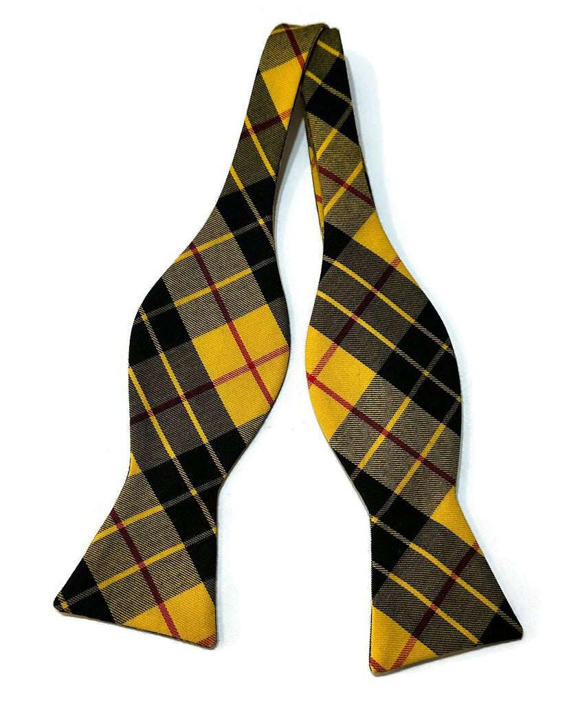 Yellow & Black Tartan Plaid Bow Tie