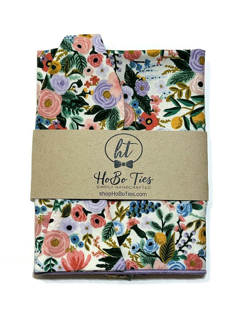 Ivory Garden Party Petite Floral Bow Tie, handcrafted neckties, handmade bow ties, floral neckties