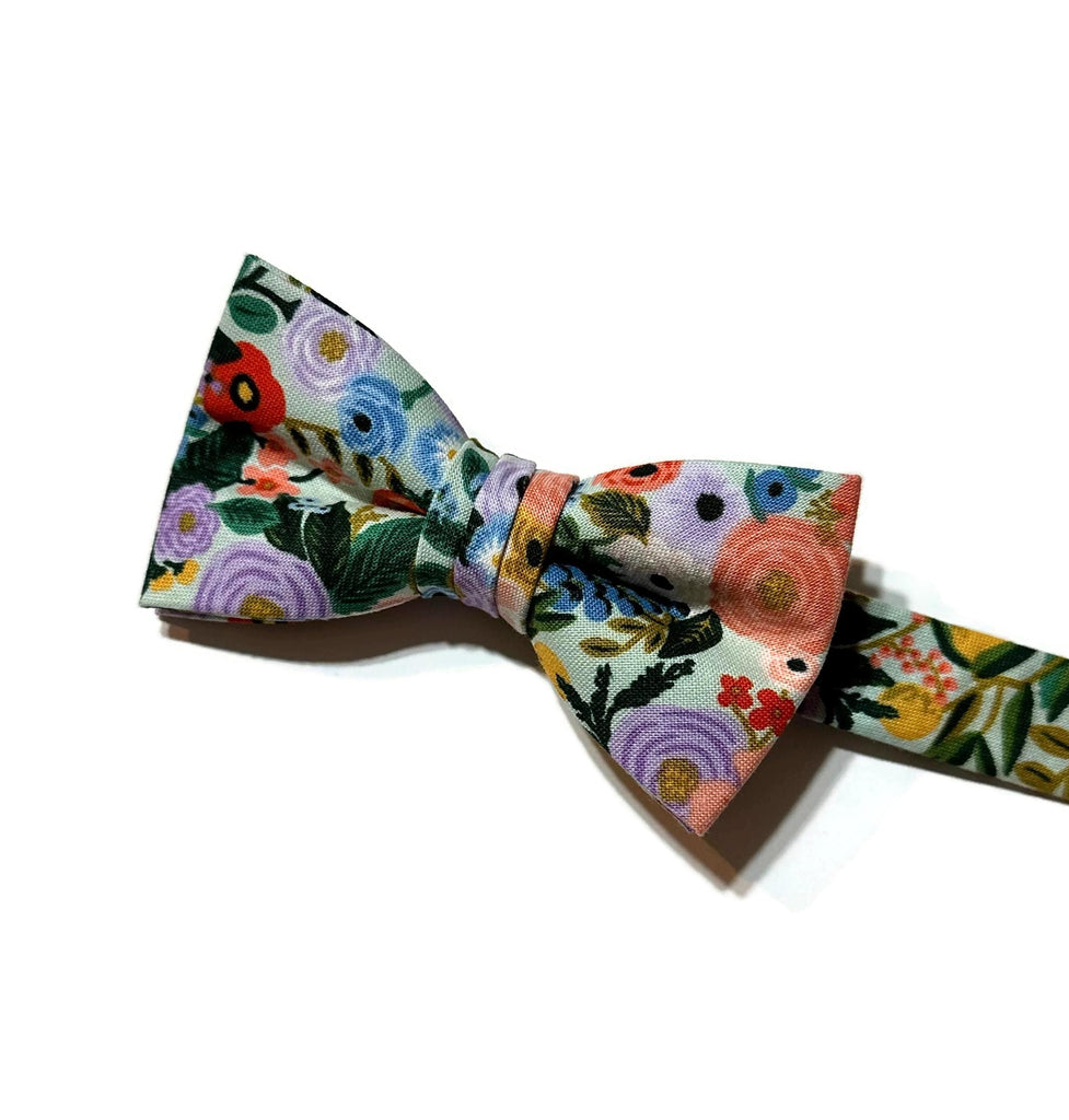 Garden Party Petite Floral Bow Tie - Boys designed with vibrant floral patterns, perfect for boys' formal wear accessories.