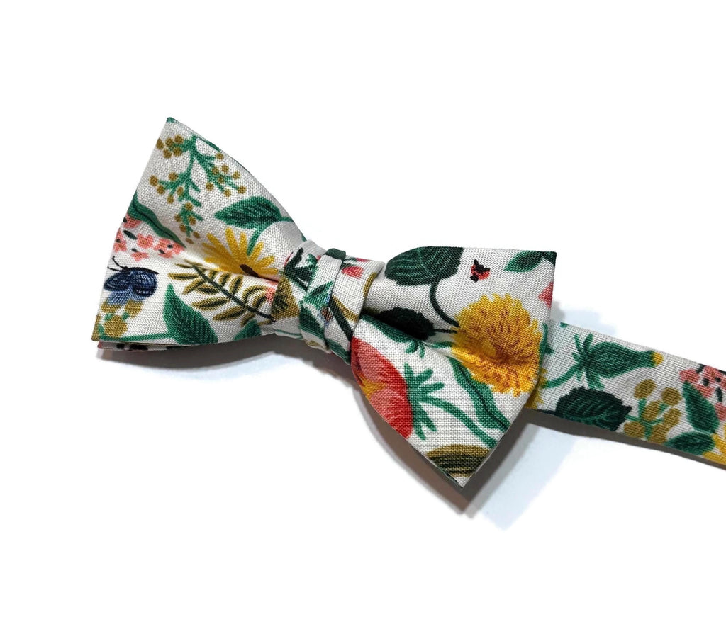 Poppy Fields Floral Bow Tie - Boys, handmade floral bow tie for boys, perfect for weddings and formal wear.
