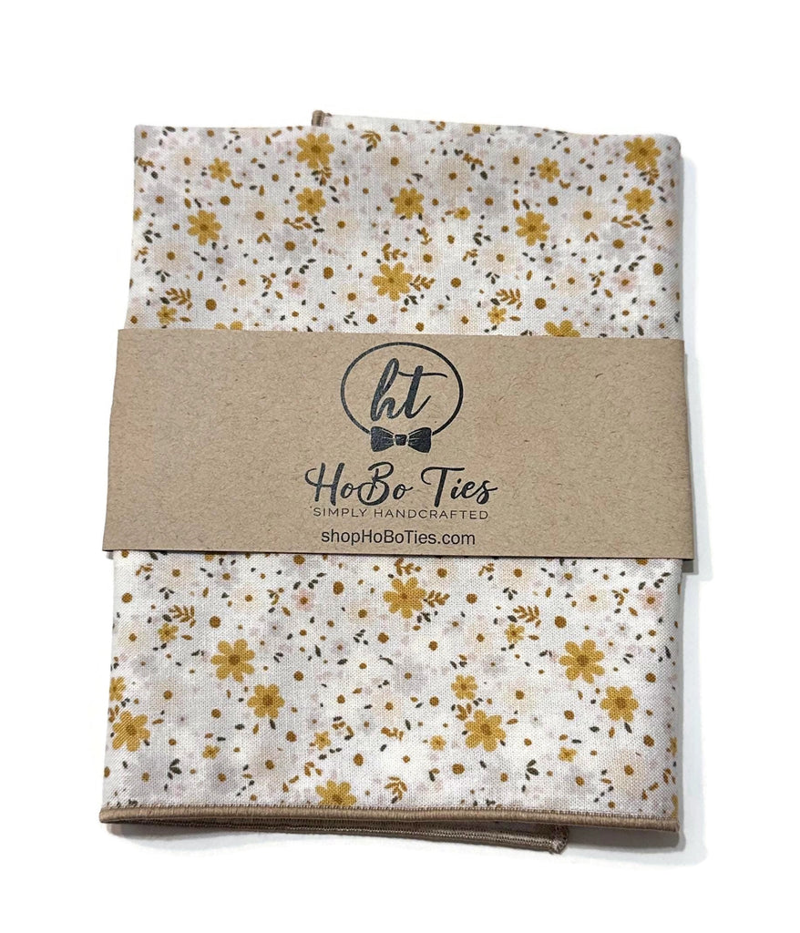 Field of Blooms Floral Pocket Square (Mens) - 100% Cotton pocket square with floral design, part of men's wedding accessories.