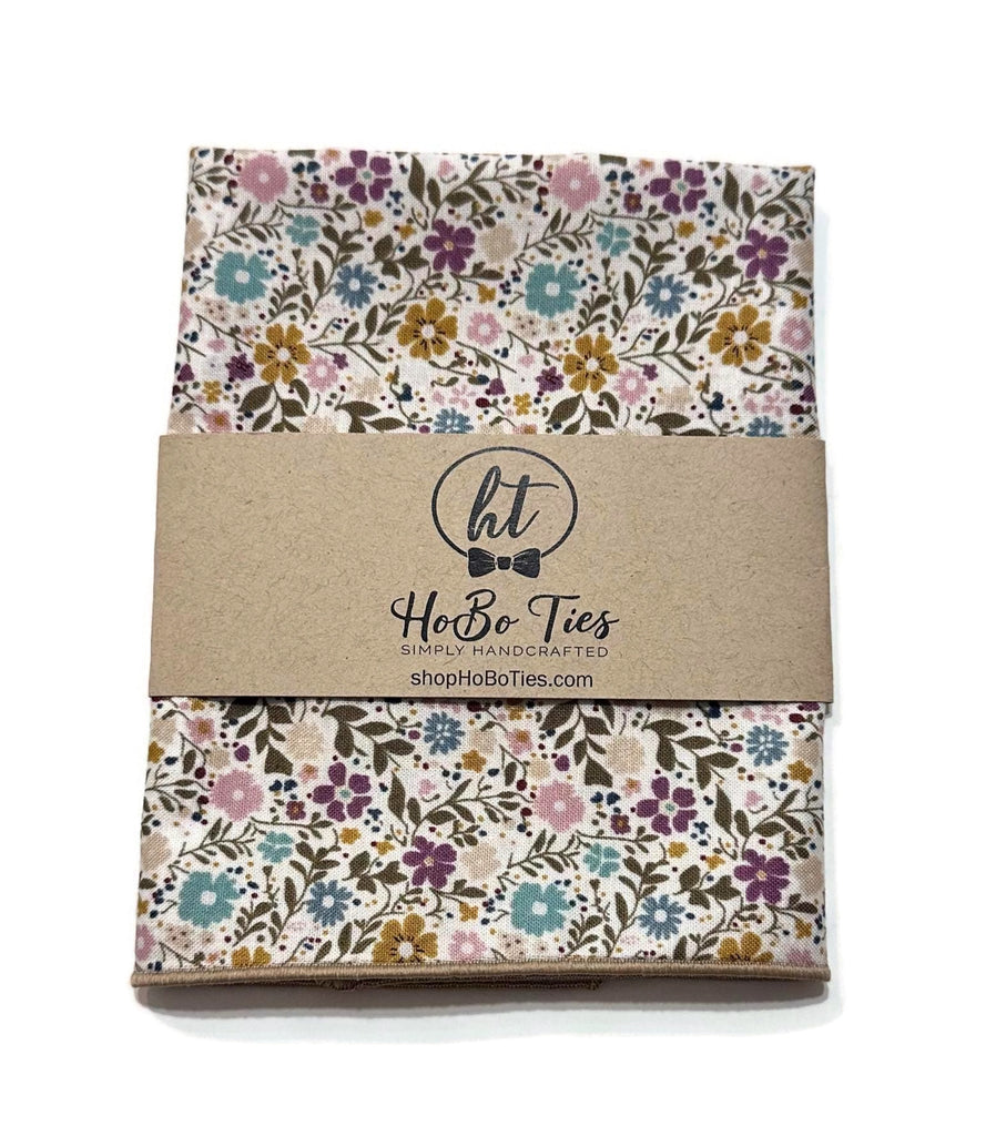 Happy Petals Floral Pocket Square (Mens) - Handcrafted accessory for men, featuring vibrant floral patterns for formal wear.