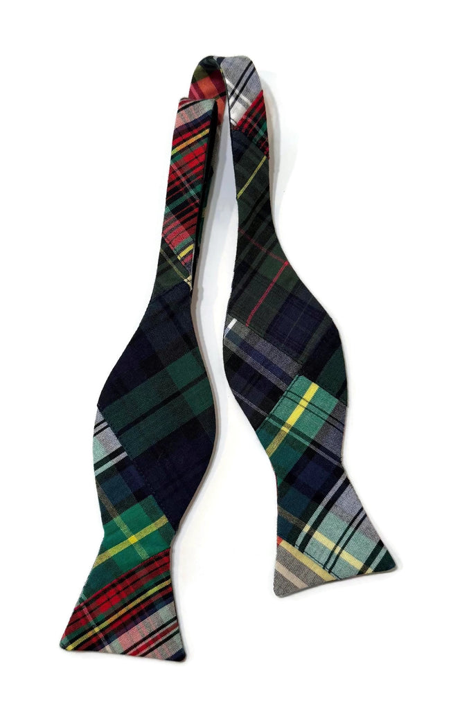 Men’s Patchwork Plaid Cummerbund and Bow Tie Set | Classic Tartan Formalwear for Weddings, Proms & Black-Tie Events.