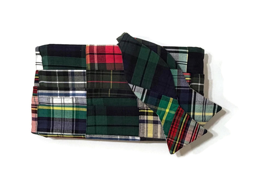 Men’s Patchwork Plaid Cummerbund and Bow Tie Set | Classic Tartan Formalwear for Weddings, Proms & Black-Tie Events
