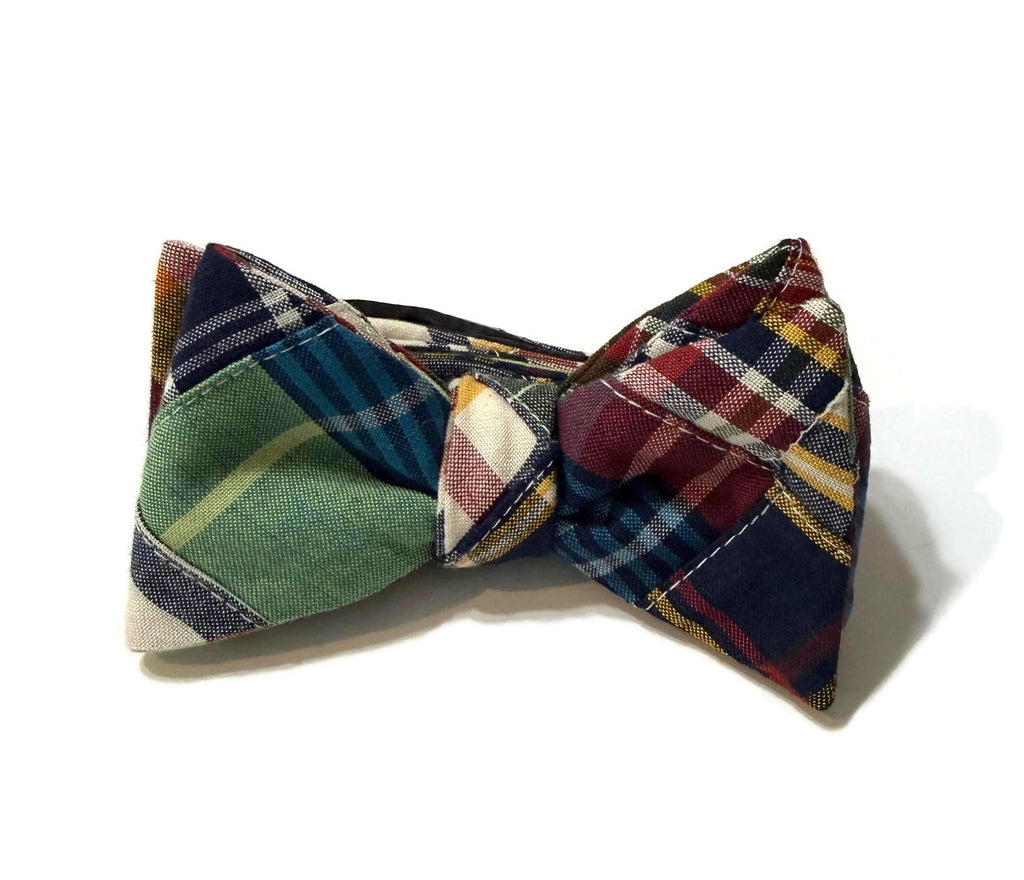Men’s Patchwork Plaid Cummerbund and Bow Tie Set | Classic Madras Formalwear for Weddings, Proms & Black-Tie Events
