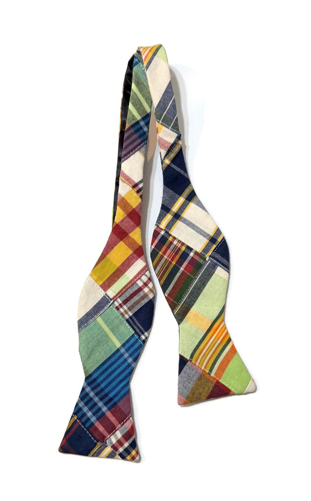 Men’s Patchwork Plaid Cummerbund and Bow Tie Set | Classic Madras Formalwear for Weddings, Proms & Black-Tie Events