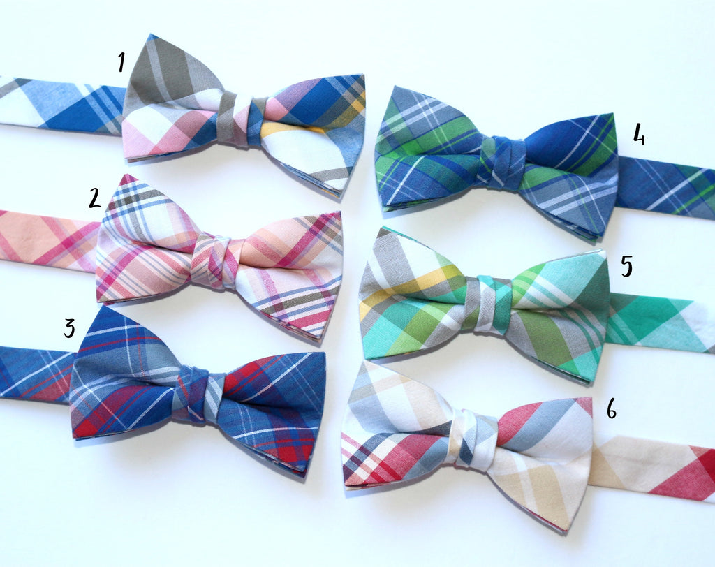 Newport Plaid Bow Ties - Boys featuring vibrant colors and patterns, perfect for kids' formal wear accessories.