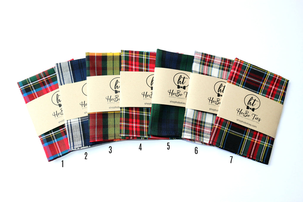 Tartan Plaid Pocket Square (Mens) collection of handcrafted pocket squares for men, featuring unique plaid patterns.