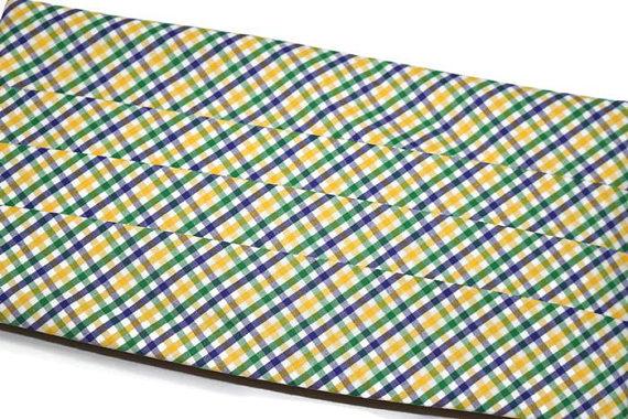 Mardi Gras Tattersall Cummerbund & Bow Tie with colorful plaid pattern for handmade men’s accessories.
