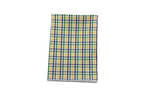 Mardi Gras Tattersall Pocket Square (Mens) with colorful plaid pattern, perfect for wedding accessories and formal wear.