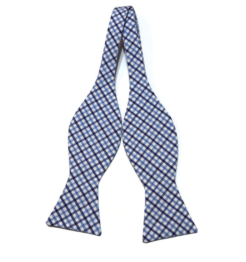 Navy & Blue Tattersall Cummerbund & Bow Tie featuring a classic plaid design, ideal for formal wear accessories men.