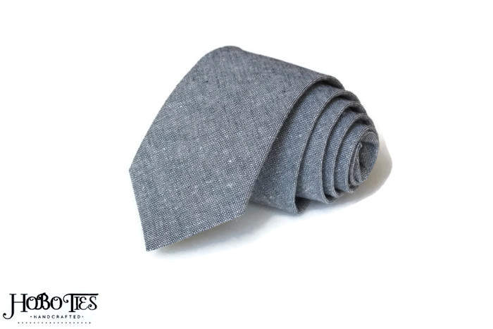 Gray Linen Necktie