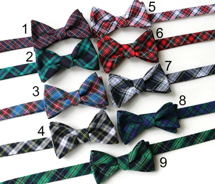 Tartan Plaid Bow Tie collection featuring handcrafted neckties, showcasing unique plaid patterns for men and boys.