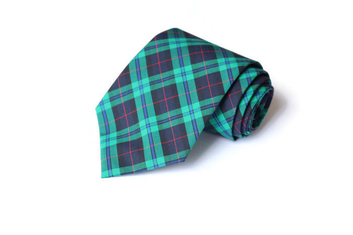 Navy & Green Tartan Plaid Necktie