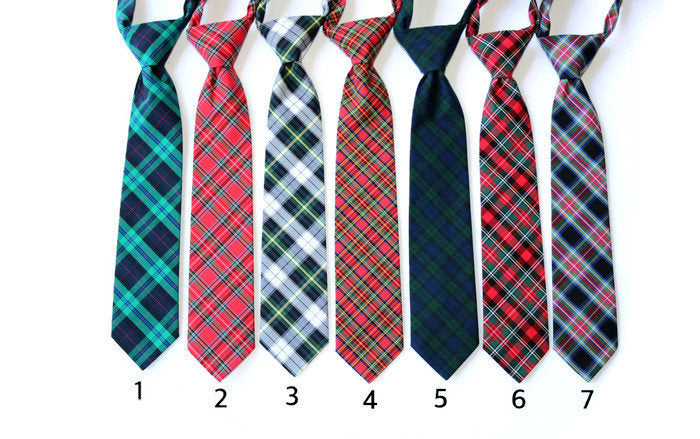 Tartan Plaid Necktie - Boys Pre-Tied collection featuring various plaid patterns and colors, ideal for boys formal accessories.