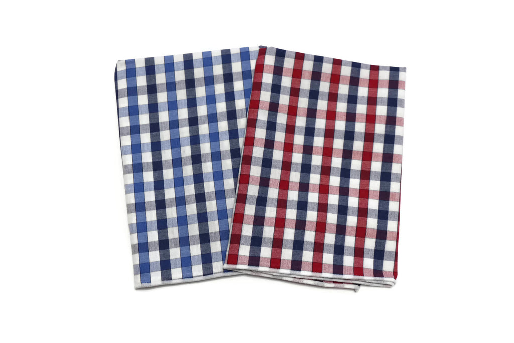 Plaid Check Pocket Square (Mens) - Handcrafted 100% cotton pocket squares featuring a classic plaid design.