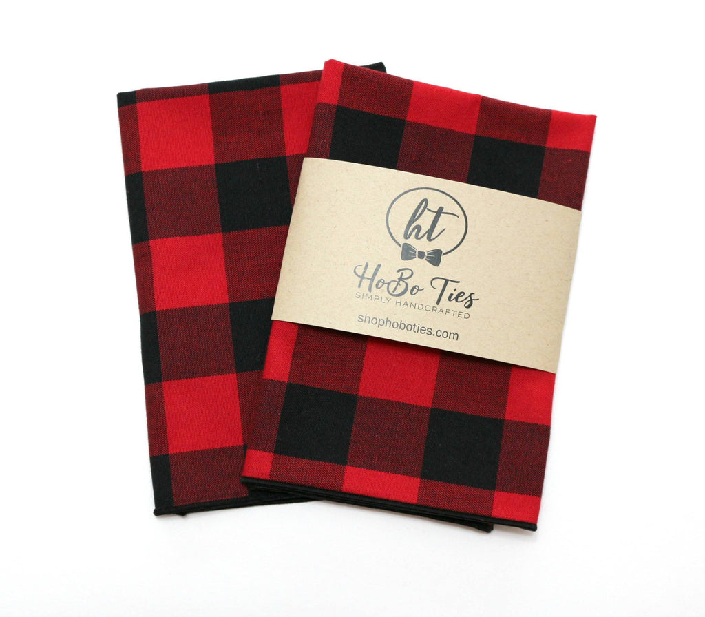 Red & Black Buffalo Plaid Pocket Square (Mens)