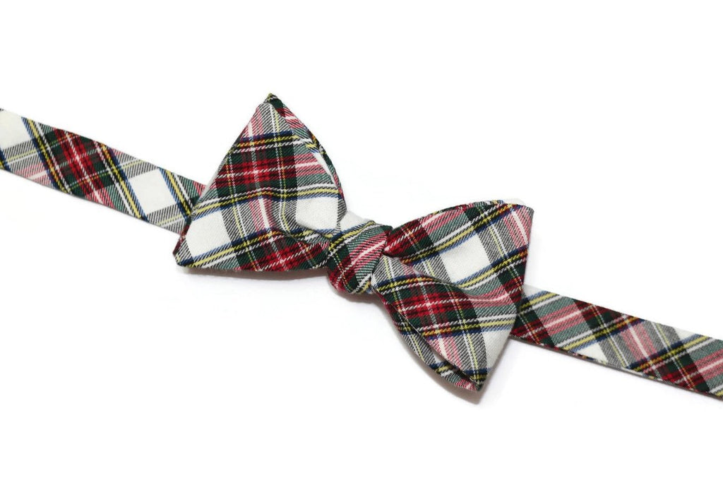 Dress Stewart Tartan Plaid Bow Tie handcrafted neckties for men, perfect for weddings and formal wear accessories.