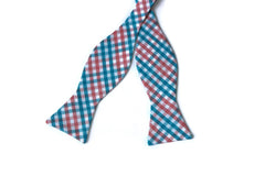 Coral & Turquoise Tattersall Bow Tie - Boys (Self Tie)