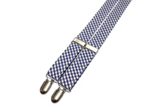 Navy Blue Gingham Check Suspenders - Boys