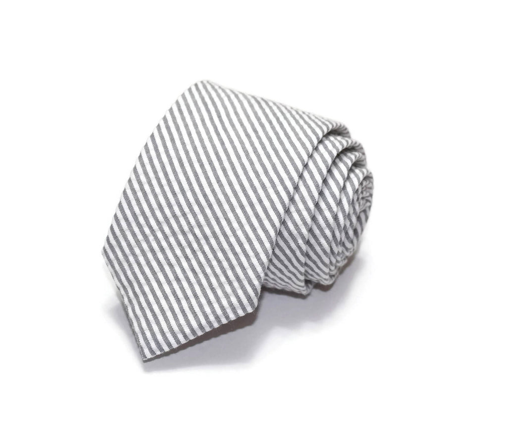 Gray Seersucker Necktie