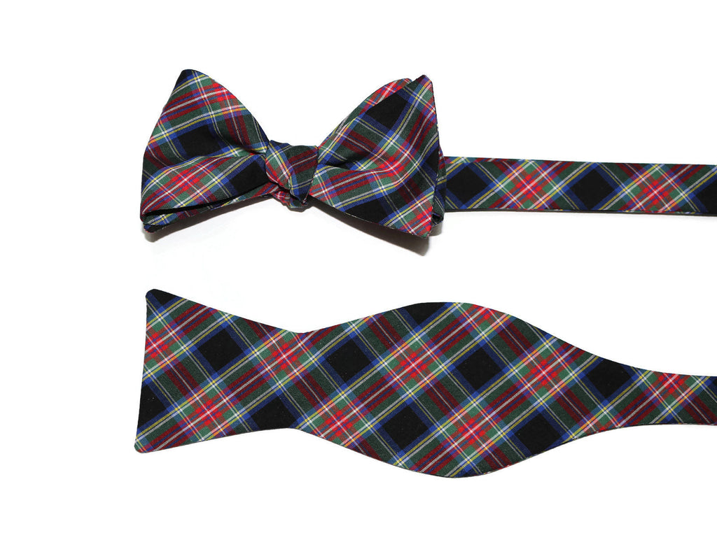 Black & Red Tartan Plaid Cummerbund & Bow Tie
