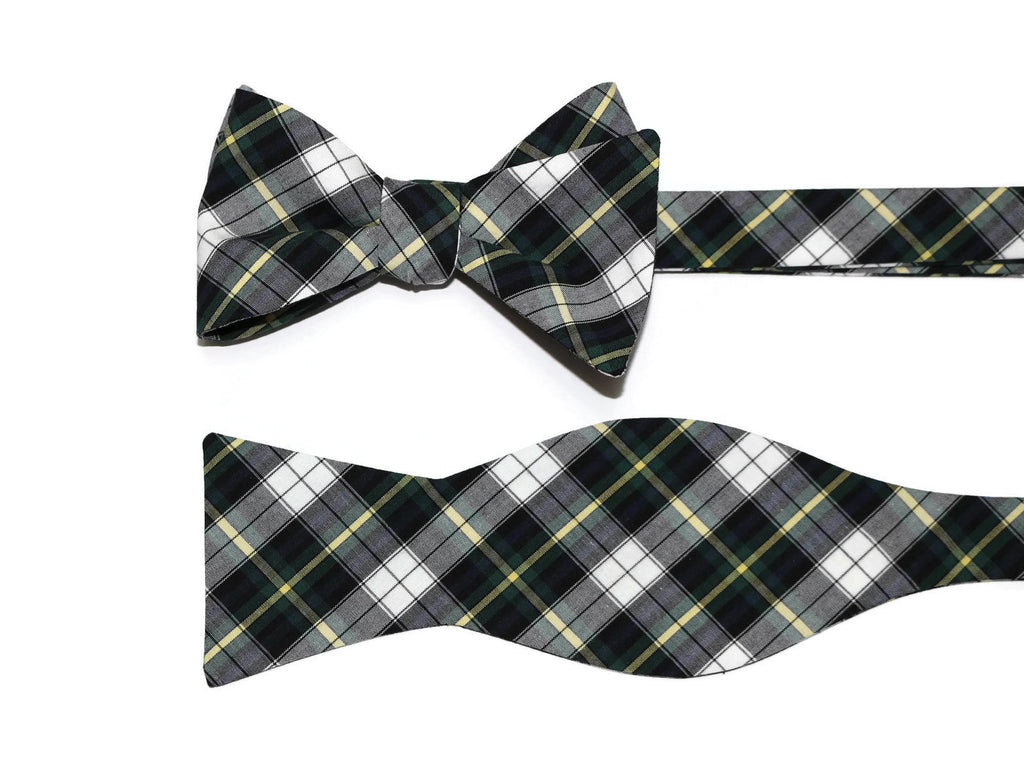 Men’s Navy and Green Plaid Cummerbund and Bow Tie Set | Classic Tartan Formalwear for Weddings, Proms & Black-Tie Events