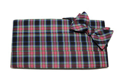 Black & Red Tartan Plaid Cummerbund & Bow Tie