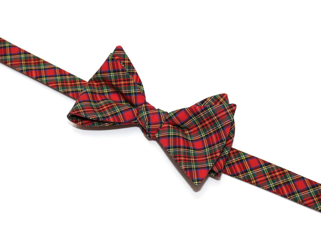 Red & Green Tartan Plaid Bow Tie handcrafted neckties for men, perfect for formal wear and special occasions.