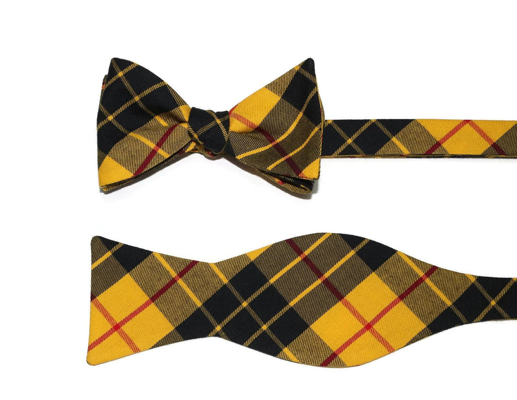 Men’s Yellow & Black Plaid Cummerbund and Bow Tie Set | Classic Tartan Formalwear for Weddings, Proms & Black-Tie Events
