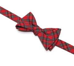 Red Tartan Plaid Bow Tie, a handcrafted necktie, perfect as a wedding accessory for men or boys, unique plaid design.
