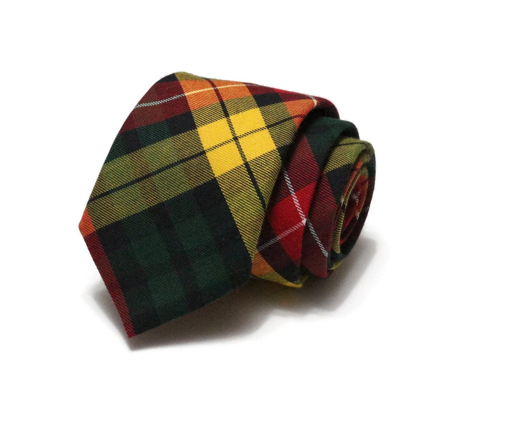 Buchanan Tartan Plaid Necktie for men, handcrafted neckties, unique bow tie patterns, formal wear accessories men.