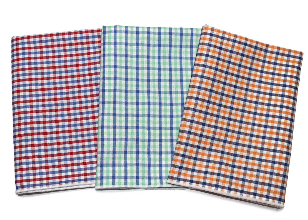 Tattersall Check Pocket Square (Mens) in various colors, perfect for custom men’s neckwear and wedding accessories for men.