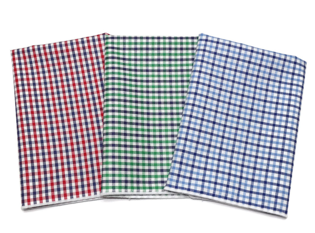 Tattersall Check Pocket Square (Mens) in red, green, and blue check pattern, ideal for wedding accessories for men.