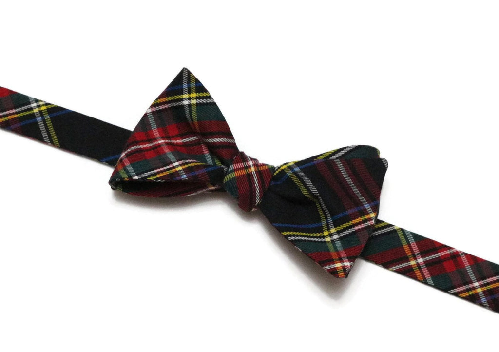 Stewart Tartan Plaid Bow Tie, handcrafted neckties, unique bow tie patterns for formal wear.