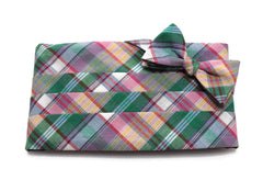 Green & Purple Madras Plaid Cummerbund & Bow Tie