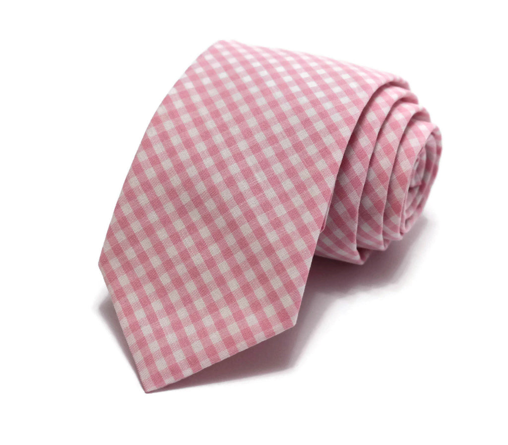 Pink Gingham Necktie