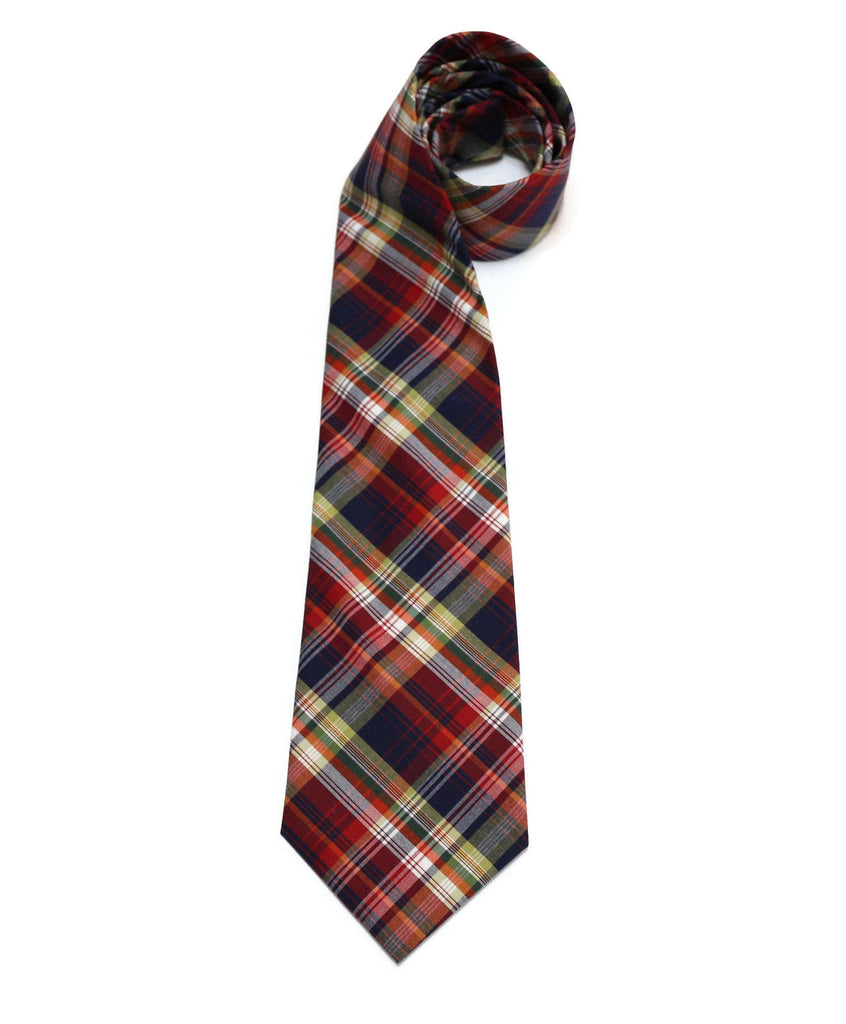Navy Multi Color Plaid Necktie, handcrafted neckties for men and boys, perfect for formal wear, weddings and casual events.