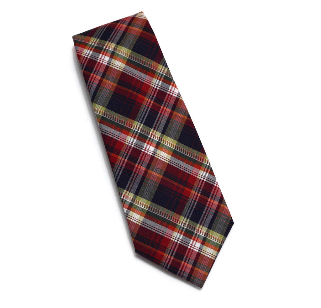 Navy Multi Color Plaid Necktie designed as a handcrafted necktie, perfect for formal wear accessories men.