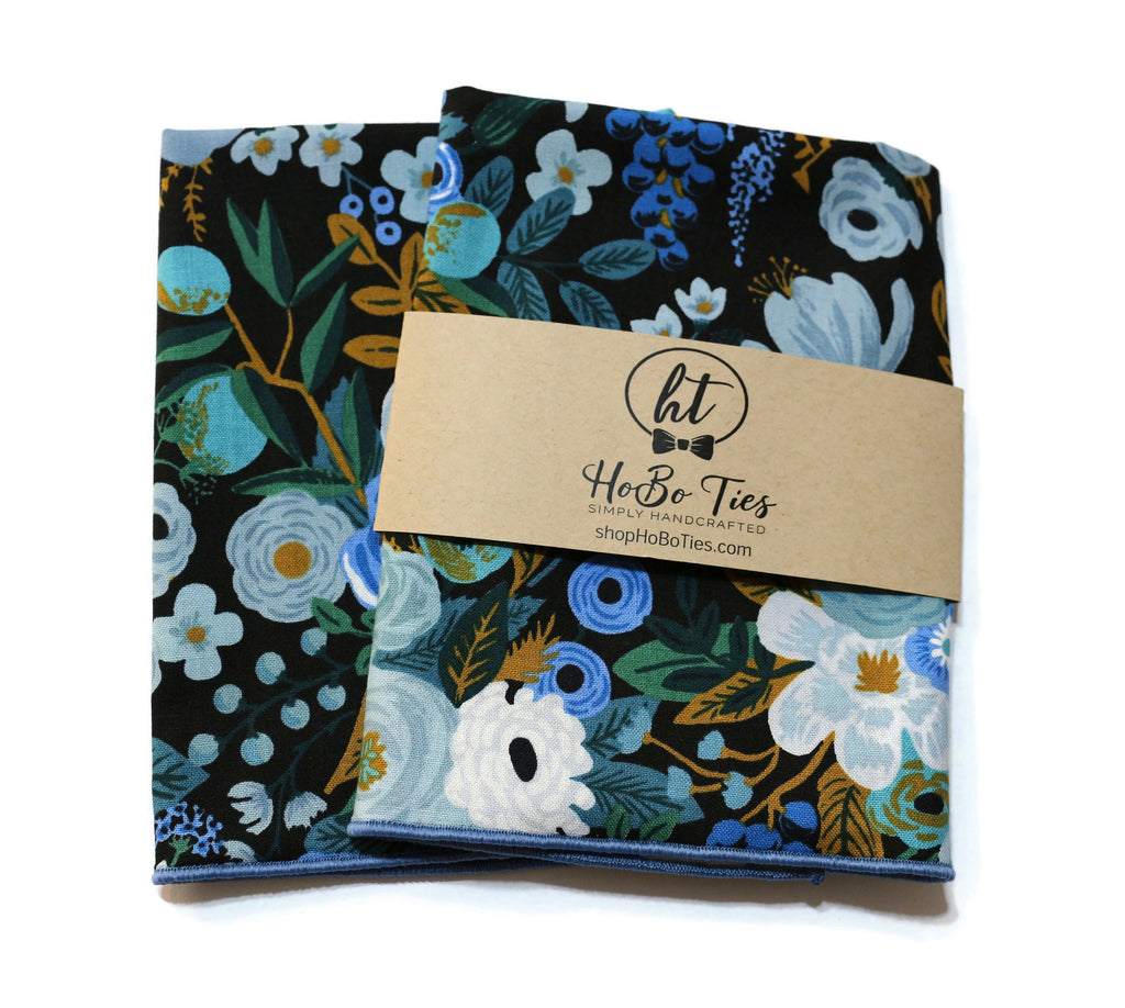 Blue Garden Party Floral Pocket Square (Mens)