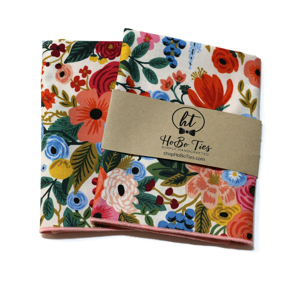 Cream Garden Party Floral Pocket Square (Mens)