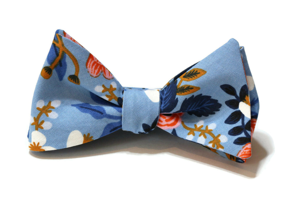 Periwinkle Birch Floral Bow Tie