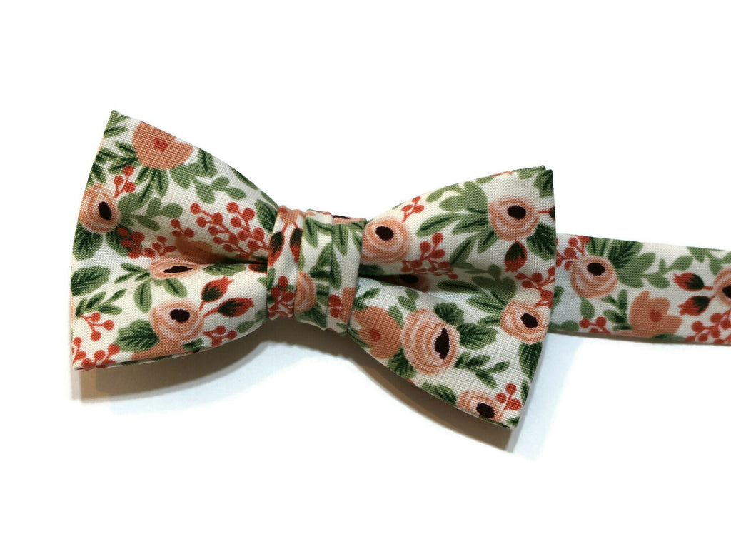 Rosa Floral Bow Tie - Boys, handmade bow tie for kids, featuring floral design, ideal for weddings and formal occasions.