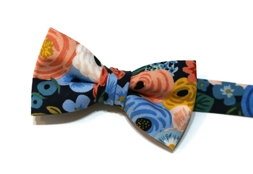 Garden Party Floral Bow Tie - Boys, handcrafted neckties, handmade bow ties, boys formal accessories.